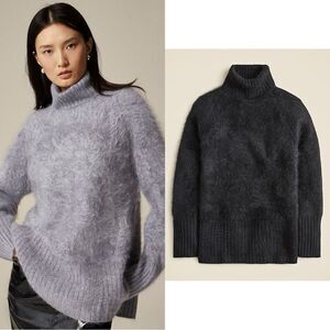 NWT J CREW Spring Street brushed cashmere turtleneck sweater in Black